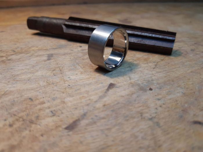 Titanium Ring. Satin Matt. High Polished. Hand Engraved