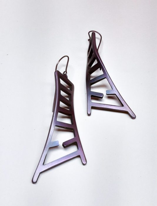 Titanium earrings “Broken Ladders”
