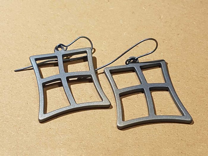 Titanium Earrings “Windows”. SMALL: 25*27 mm. BIG: 34*37 mm. Different colors. Price: 55€.